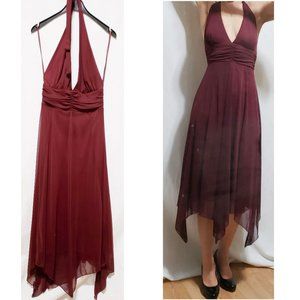 Le Chateau - Burgundy Halter Dress - Size S